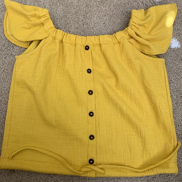 Madewell Golden Yellow Crop Top, Off the Shoulder - Picture 3 of 4